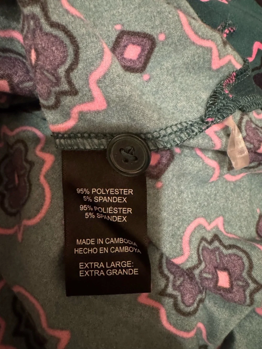 Women’s Pajama Set - Dark Green with Pink Trim - Picture 4 of 4